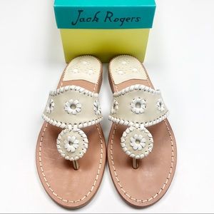 Jack Rogers West Palm Beach Sandals Tan & White 6